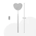 Silver stainless steel heart-shaped lash extension mirror with 187mm non-slip handle - Heart / Silver