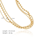 Three-layer 18K gold plated Cuban sweater chain featuring tiered 2mm, 5mm, 3mm bead strands - Gold