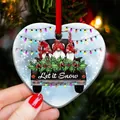 Flat acrylic heart gnome Christmas ornament featuring Let it Snow text on a tree - Heart Shape Gnome-Let it Snow