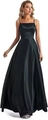 Detail of elegant satin evening dress showing the smooth fabric texture and side slit - US size 2 / Black