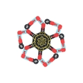 Mechanical fidget spinner with red articulated arms and gold gear center design - Luminous Red Blue