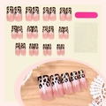 Rosa Ombré künstliche Fingernägel im Leoparden-Design mit Nagelfeile und Klebepads Set - In Box (3XA1-13767)