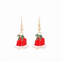 Detail of Christmas bell earrings with red bow and colorful enamel finish on white background - Bow Bell Enamel Dangle