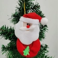 Classic Santa Claus plush ornament with green tree detail for Christmas tree decoration - Fabric Santa Claus Hanging Ornament (PS-59)