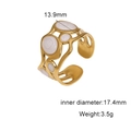 Macro detail showing 13.9mm width and 17.4mm inner diameter of 18k gold ring - Adjustable Open / White