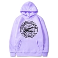 Men's lavender hoodie with retro alligator print and front kangaroo pocket on white background - Lavender