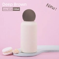 Ivory white 350ml stainless steel vacuum flask with a dark brown spherical cap - Ivory White Body with Dark Coffee Ball Lid