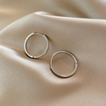 Minimalist silver hoop earrings for women in elegant round style on gold silk - Alloy/925 Sterling Silver Pin / Hoop 18 (Minimalist Large) / Silver