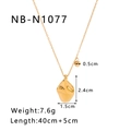 Detailed size specifications for the 18K gold plated wrinkled oval pendant necklace - 18K Gold / Irregular Folded Leaf Style (NB-N1077)