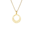 Collar con colgante redondo hueco de ondas geométricas en acero inoxidable dorado pulido - Dorado