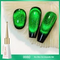 XEIJAYI Sea Blue Cat Magnetic Gel Polish No. 003 with deep green glitter finish - 12D Gemstone Cat Eye 03