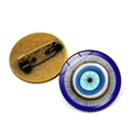 Bronze-finished Evil Eye amulet pin showing both front and back on a white background - Bronze-7