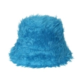 Vibrant blue faux fur bucket hat for women with fluffy plush texture and warm winter style - 56-58cm / Blue