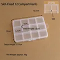 Detail of 12-compartment transparent storage box showing exact 13.5x10x1.75cm dimensions - 12 Grids With Card Slot / 13.5*10*1.75cm