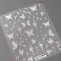 3D embossed white nail stickers featuring butterfly and star patterns style TS-3493 - Light Smoke Butterfly-Embossed(TS-3493)