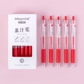 Red 0.5mm retractable gel pen set with 12 pieces and ergonomic soft rubber grip - Red