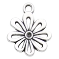 Ciondolo a fiore in argento antico con design a girasole a otto petali e gancio superiore - Fiore a Otto Petali 17x21mm