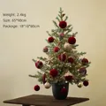 Mini albero di Natale in PE con palline rosse e LED in vaso nero, misura 65x90cm - 90cm PE Set Albero di Natale Tema Rosso