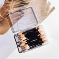 Disposable double-headed black sponge eyeshadow brushes set in transparent plastic box - 7.5cm Black Handle Skin White Sponge - 25 Pcs Box