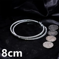Exaggerated silver 8cm oversized crystal hoop earrings with pavé rhinestones for women - Silver 8cm