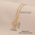 Gold cross pendant necklace with pearls and crystals on stainless steel cable chain - Classic Pearl Rhinestone Cross Style (2#)