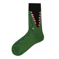 Street style green cotton socks with a playful crocodile pattern for skate and casual wear - 06 (Crocodile Mouth)