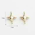 Detail showing 19mm x 14mm dimensions for gold star jewelry charms and connectors - Four-Pointed Star / Gold
