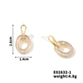 Macro shot of gold oval stud earrings with micro-inlaid zircons and precise measurements - E02632-1 Oval Teardrop Hook