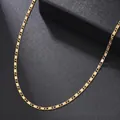 Close-up of golden stainless steel flat chain with alternating rectangular links and rings - Rectangle Circle Link Chain (5) / Gold