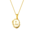 Lava textured gold necklace with seashell initial L pendant for women in minimalist style - Letter L