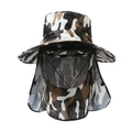 Herren Outdoor Sonnenhut in Camouflage mit abnehmbarer Maske und Nackenschutz - Khaki-Tarnung