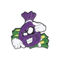 Cartoon purple money bag enamel pin badge with angry expression and dollar bills - Angry Purple Money Bag (QHXZ2872)