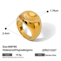 Polished gold stainless steel dome ring featuring a thick rounded design in various sizes - Gold Wide Geometric Band (JDR2312027-6)