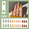 24 tlg. französische Stiletto-Kunstnägel mit Vintage-Blumenmuster und Mattfarben - Grüner Wald Stil (W1767) Mit Kleber