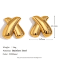 Modern 18K gold plated stainless steel X-shaped geometric stud earrings for women - X-Shape Studs / Gold