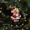Golden and red glossy Christmas bear hanging ornament for tree decoration 11.5cm - Bear Style