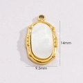 Detailed view of 14mm x 9.5mm oval shell pendant with 14K gold plated titanium steel frame - Oval Mother of Pearl Inlay