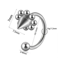 Punk style stainless steel horseshoe nose ring with spiked cone and size dimensions - Multi-bead Decoration Style-1.2x10x3mm