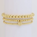 Set di bracciali a tre strati di perline dorate con ciondolo rotondo con lettera Y - Lettera Y