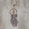 Sparkling rhinestone violent bear keychain with purple and silver leopard pattern - Purple