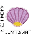 Purple and yellow shell embroidered iron-on patch with detailed nautical wave stitching - No.14 (Purple & Yellow Scallop)