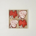 Lot de pendentifs de Noël en bois, ange et cœur, dans un coffret cadeau rouge et blanc élégant - Style I Cœur Blanc/Ange Rouge