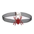 Close-up of black lace choker featuring a red glitter spider pendant for Halloween - 7# Glitter Red Spider