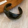 Minimalist olive green acrylic open bangle with vintage marble texture and wide design - Thickened Open Wide Design / Olive Green Marble