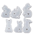 Set of 6 silicone molds for Easter rabbit candles featuring unique heart-shaped details - Set of 6 Rabbits