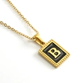 Collar de acero inoxidable chapado en oro 18K con colgante cuadrado letra B esmaltado - Letra B (Incluye Cadena)