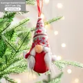 Christmas plush gnome ornament in red and grey, hanging decoration size 16x7cm - Style D (Red Knitted Hat / Long Beard / 16x7cm)