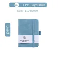 Light blue A7 pocket notebook with elastic strap and textured cover in minimalist style - Light Blue / A7