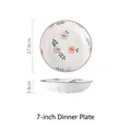 7-inch white ceramic pasta plate with floral pattern and purple rim decoration - Purple Flower - 7 Inch Dinner Plate