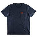 Men's navy blue short sleeve Henley T-shirt with chest pocket and cotton texture - S / Navy Blue